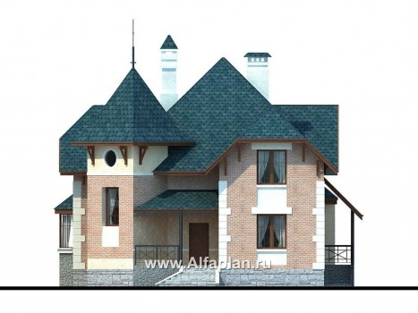 Проекты домов Альфаплан - «Баттерфляй» - коттедж для углового участка - превью фасада №1