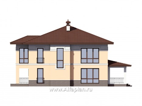 Проекты домов Альфаплан - Двухэтажный дом с эркером и террасой - превью фасада №4