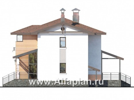 Проекты домов Альфаплан - «Тренд Плюс» - современный загородный дом - превью фасада №2
