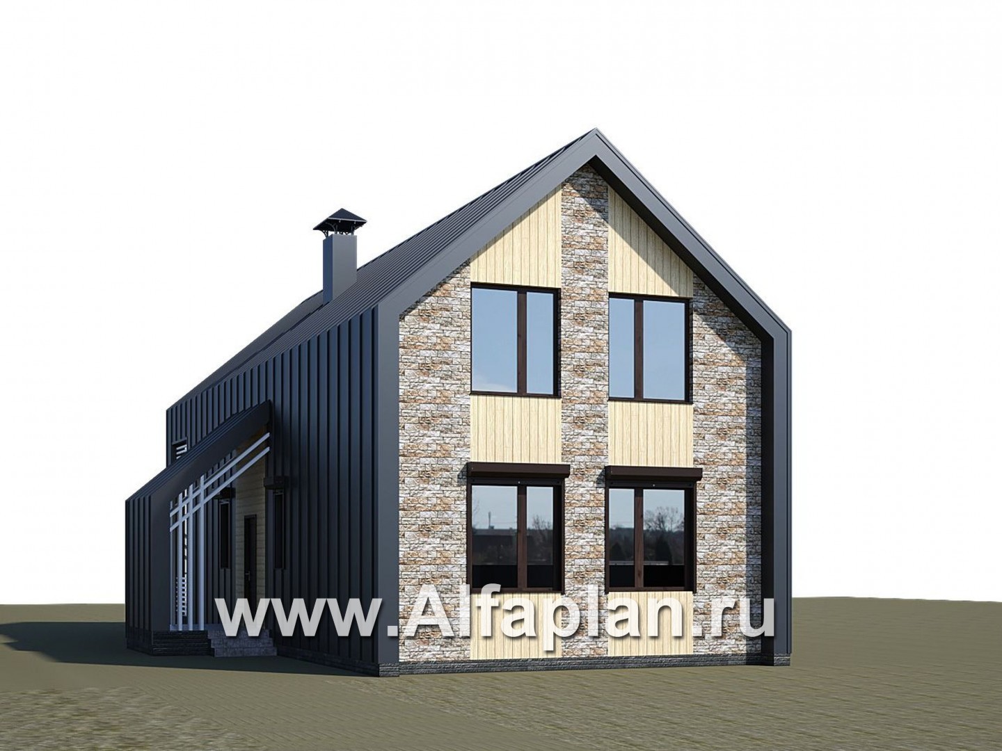 Проекты домов Альфаплан - «Омега» - коттедж для узкого участка - дополнительное изображение №2
