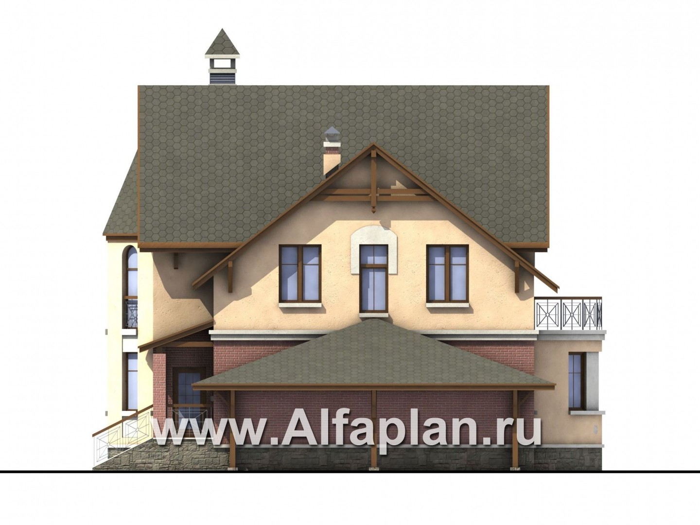 Проекты домов Альфаплан - «Аристо» - компактный дом с навесом для машины - изображение фасада №2