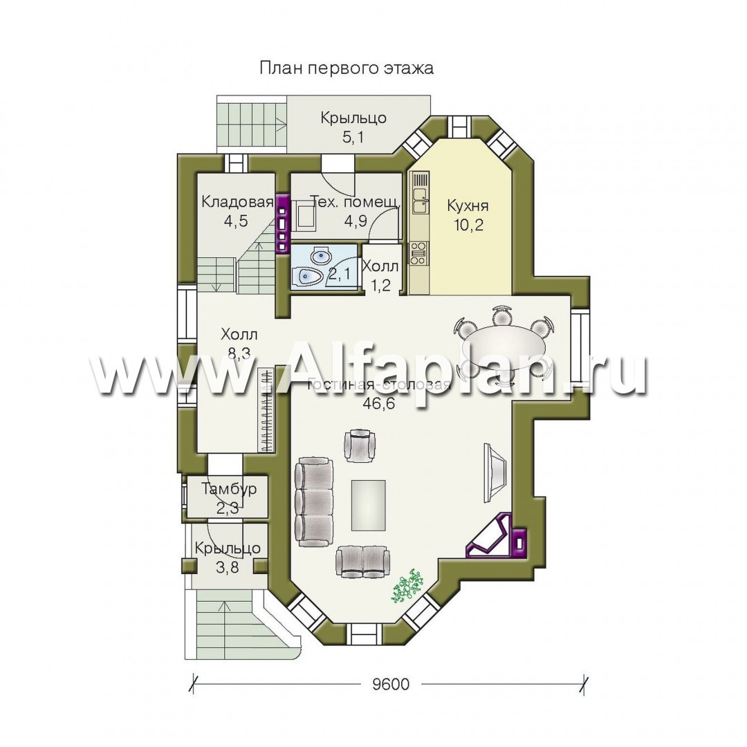 Проекты домов Альфаплан - «Фортуна» - экономичный и компактный загородный дом - изображение плана проекта №1