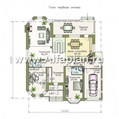 Проекты домов Альфаплан - «Гавань» - комфортабельный дом для большой семьи - превью плана проекта №1