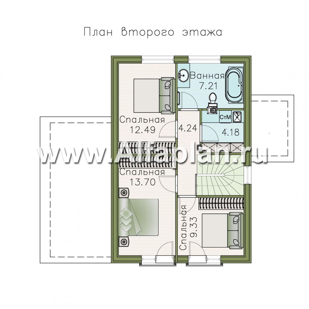 Проекты домов Альфаплан - «Сигма» - небольшой дом с сауной на первом этаже - изображение плана проекта №2