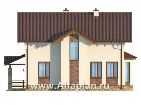 Проекты домов Альфаплан - Компактный дом с навесом для машины - превью фасада №2