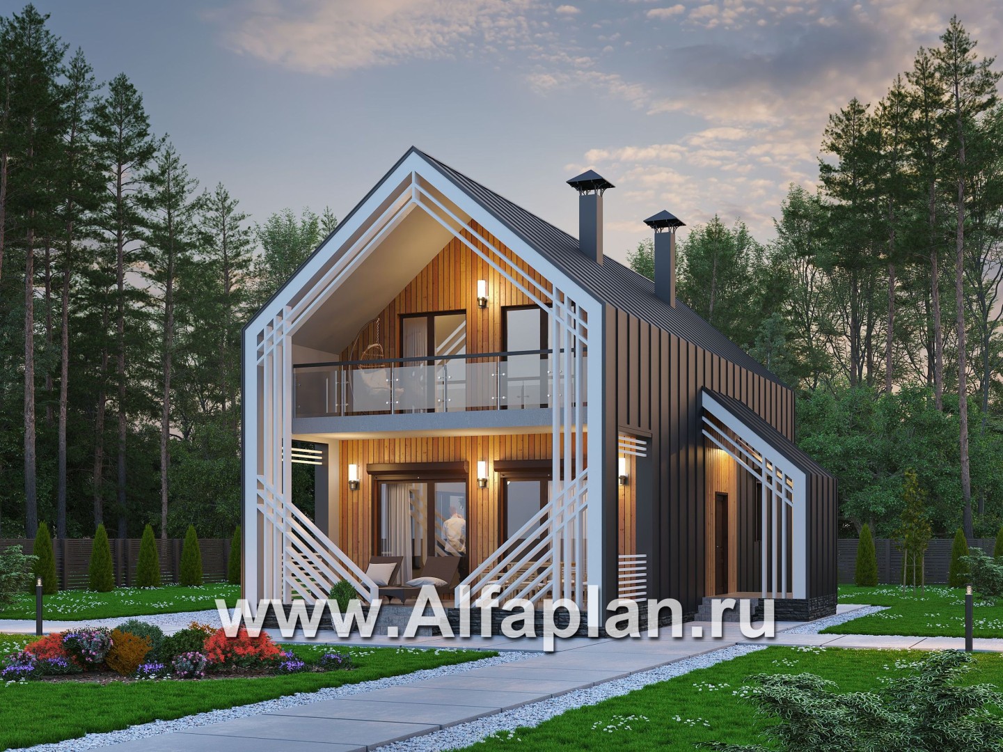 Проекты домов Альфаплан - «Тау» - эксклюзивный коттедж в современном дизайне - основное изображение