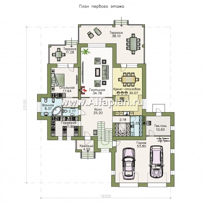 Проекты домов Альфаплан - «Демидов» - респектабельный особняк с гаражом на два автомобиля - превью плана проекта №1