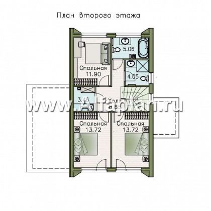 Проекты домов Альфаплан - «Тау» - каркасный дом с односкатной кровлей - превью плана проекта №2