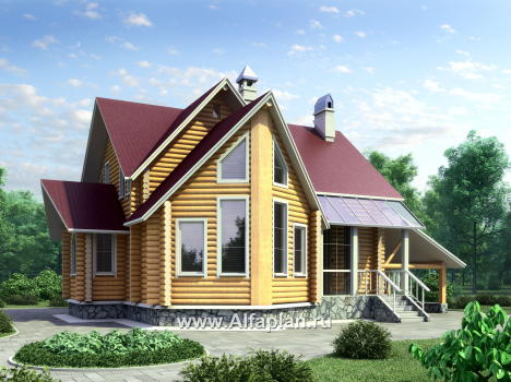 Проекты домов Альфаплан - «Л-Хаус» - деревянный дом с навесом для машины - превью дополнительного изображения №2