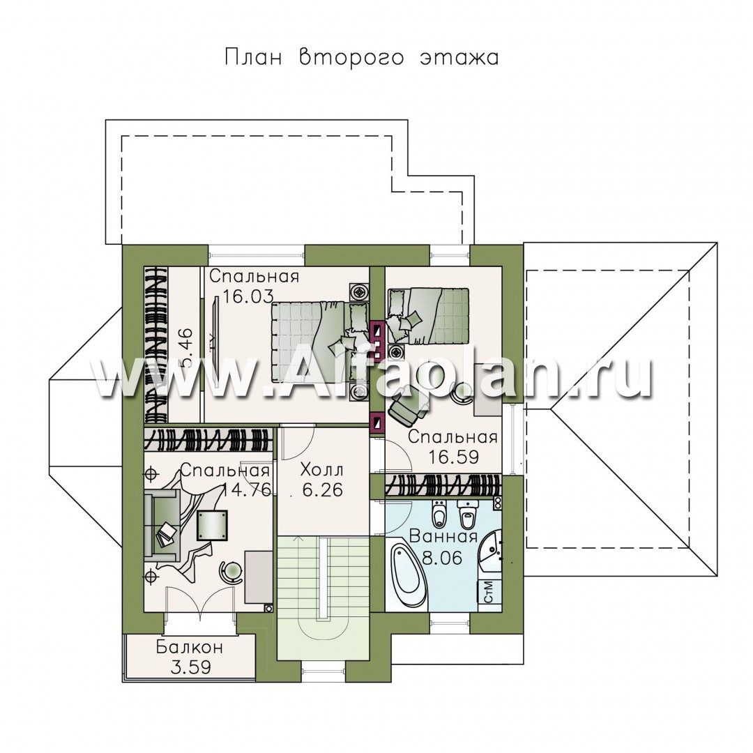 Проекты домов Альфаплан - «Pro vita» - компактный дом с удобной планировкой - изображение плана проекта №2