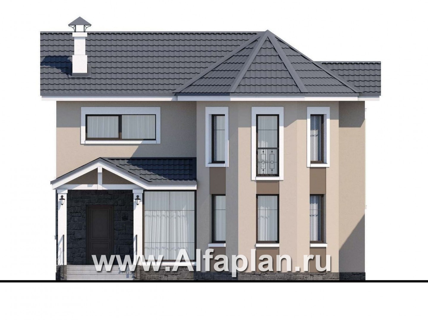 Проекты домов Альфаплан - «Веста» - небольшой дом с отличной планировкой  - изображение фасада №1