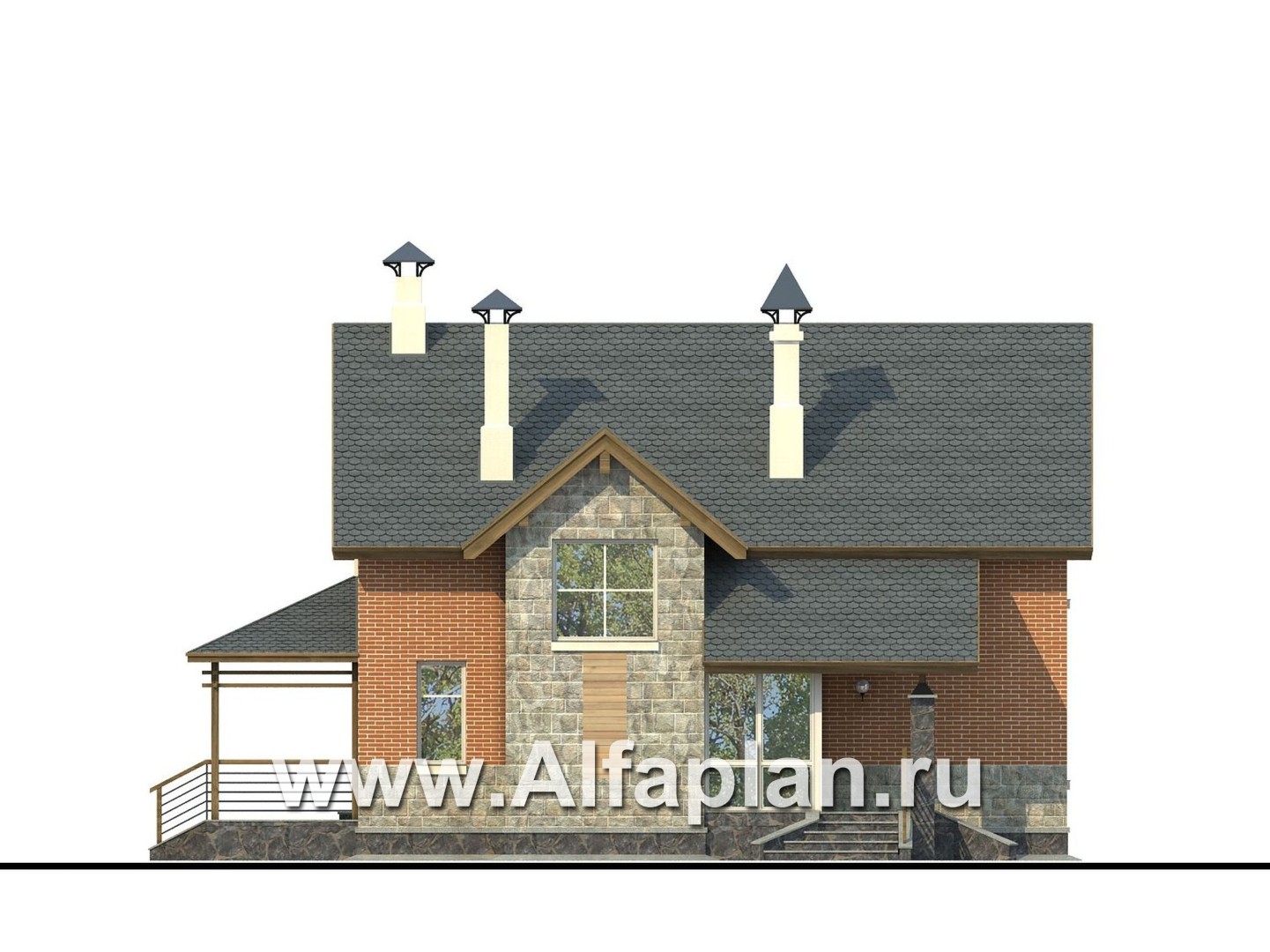 Проекты домов Альфаплан - «Вишневый сад»- проект небольшого дома или дачи - изображение фасада №3