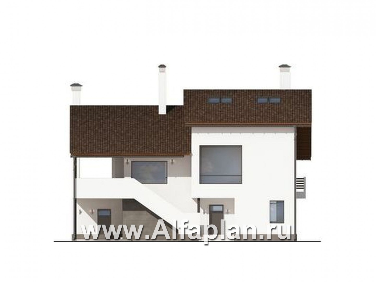 Проекты домов Альфаплан - Коттедж с эффектными фасадами и планировкой - изображение фасада №1