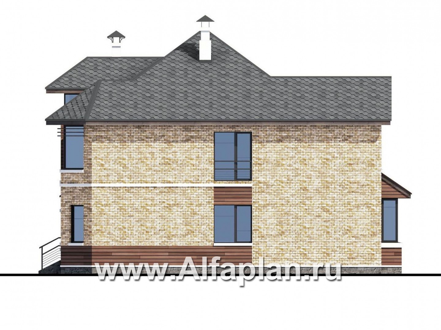 Проекты домов Альфаплан - Проект эксклюзивного двухэтажного дома - изображение фасада №2