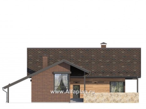 Проекты домов Альфаплан - Проект современного дома с навесом для машины - превью фасада №1
