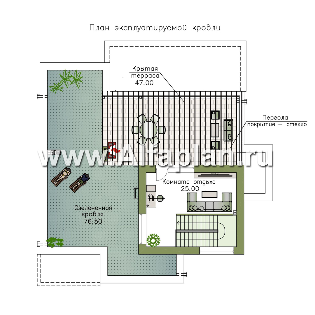 Проекты домов Альфаплан - « Альстер» — трехэтажный коттедж с эксплуатируемой кровлей - изображение плана проекта №3