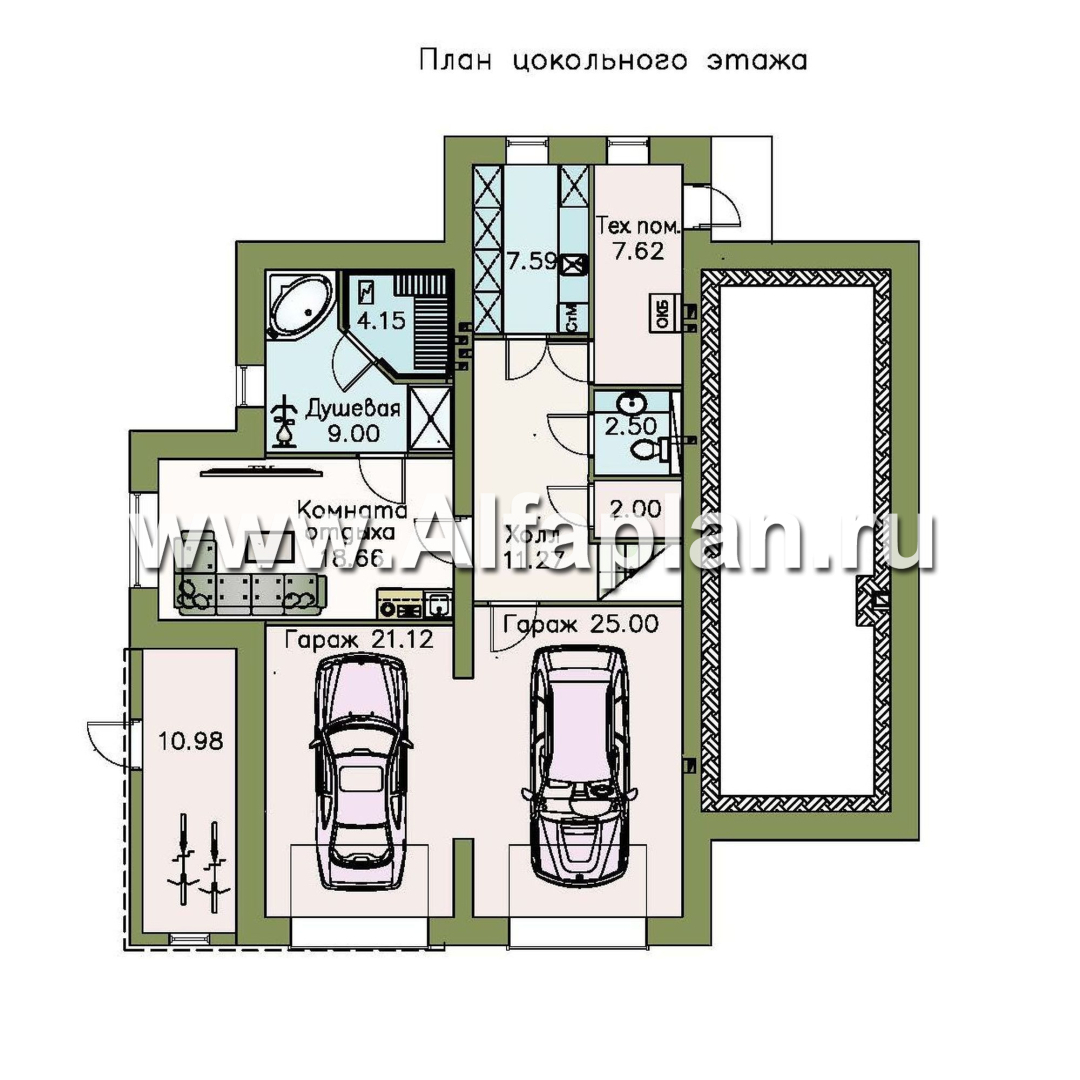 Проекты домов Альфаплан - «Три семерки» - трехэтажный загородный особняк - план проекта №1