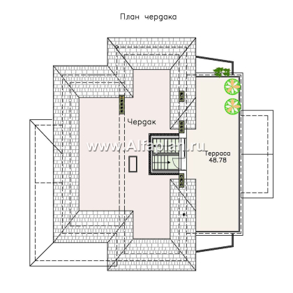 Проекты домов Альфаплан - «Три семерки» - трехэтажный загородный особняк - превью плана проекта №5