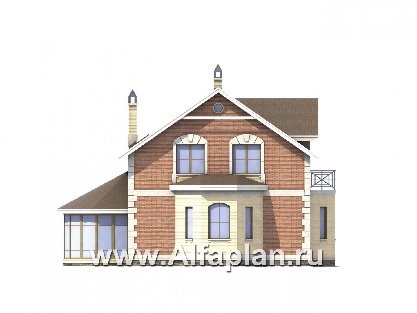 Проекты домов Альфаплан - «Нанси» - рациональный коттедж с гаражом - изображение фасада №3