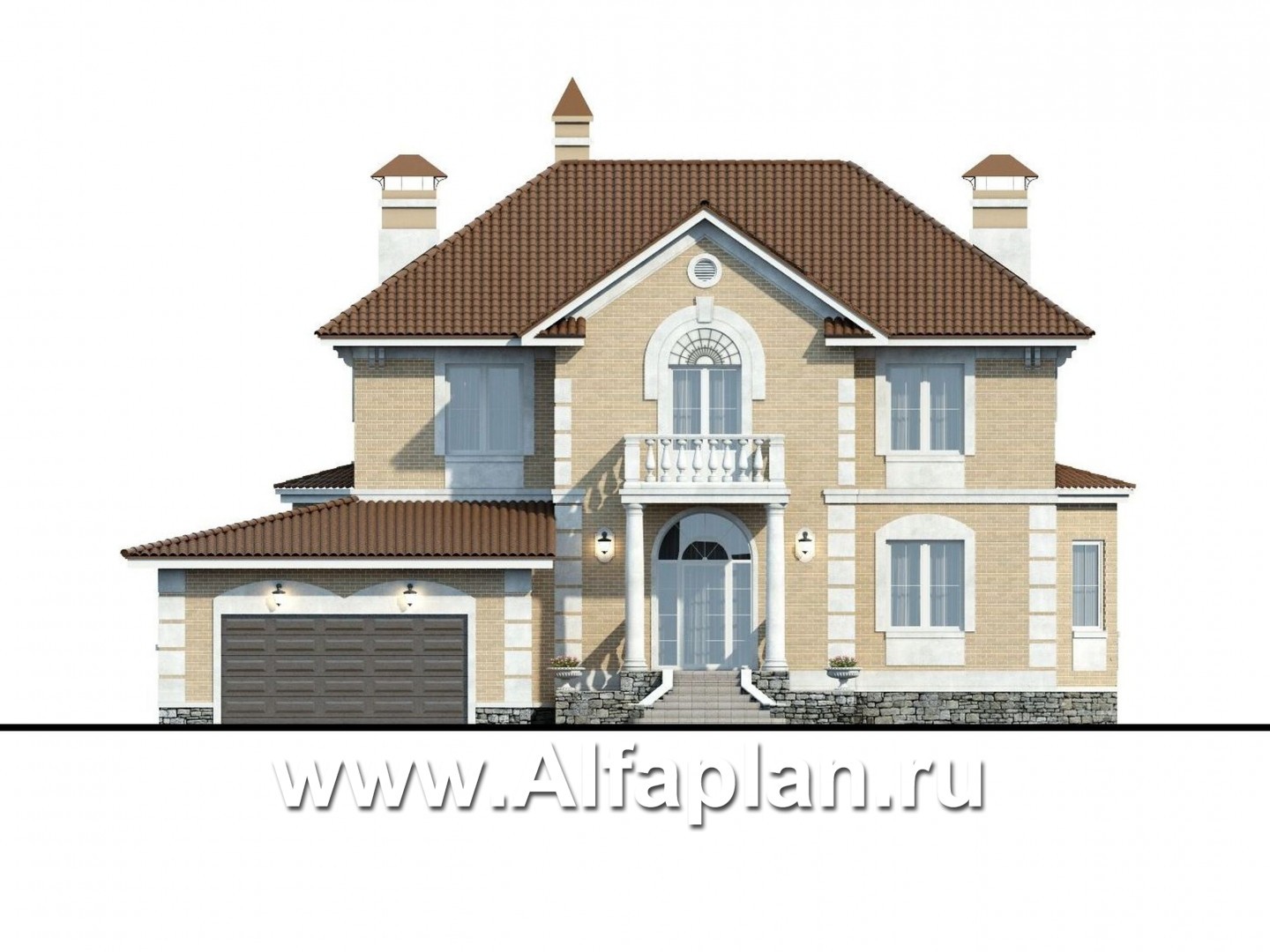 Проекты домов Альфаплан - «Головин» - аристократический коттедж - изображение фасада №1