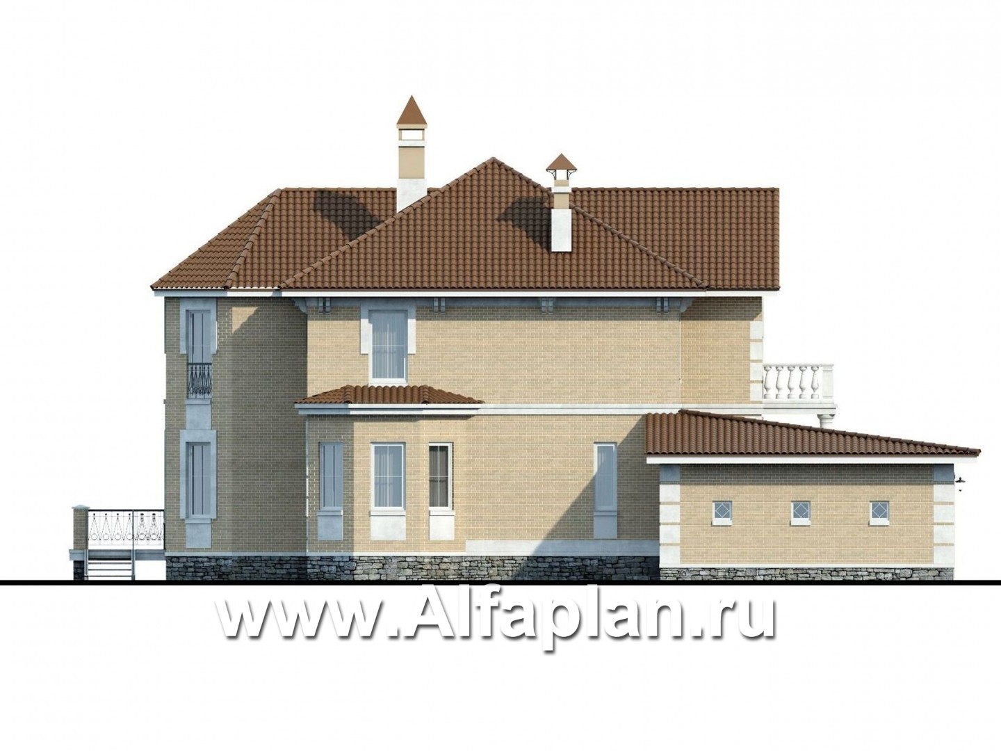 Проекты домов Альфаплан - «Головин» - аристократический коттедж - изображение фасада №3