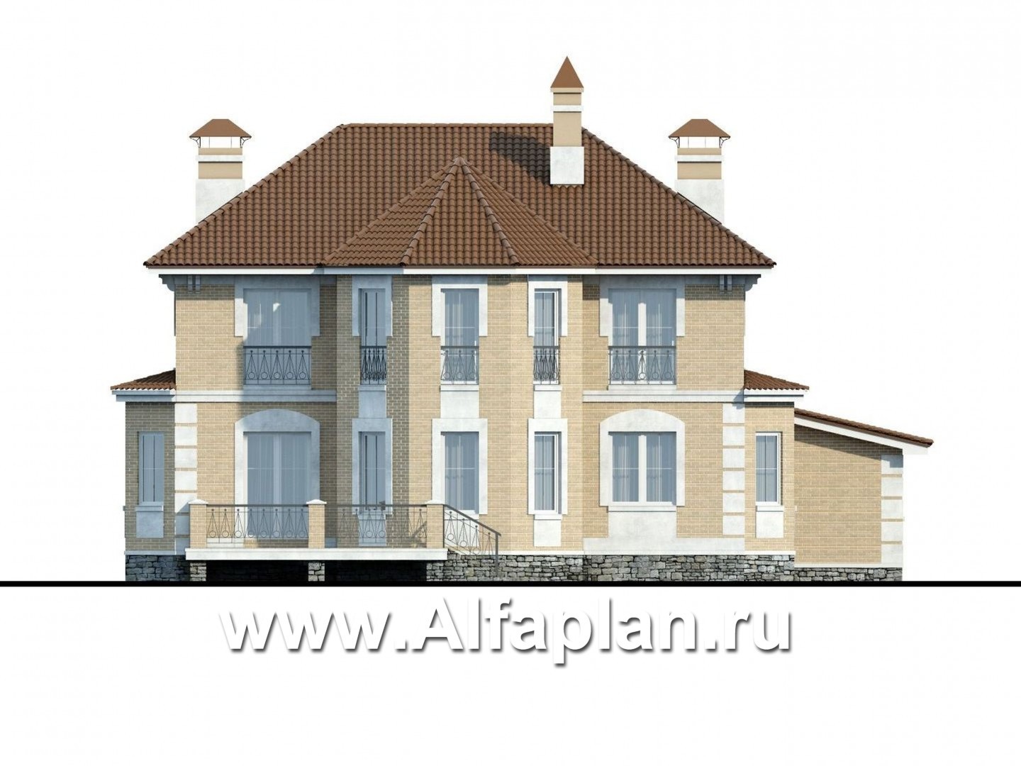 Проекты домов Альфаплан - «Головин» - аристократический коттедж - изображение фасада №4