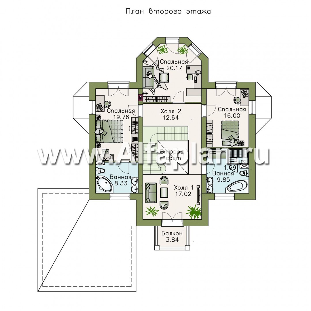 Проекты домов Альфаплан - «Головин» - аристократический коттедж - план проекта №2