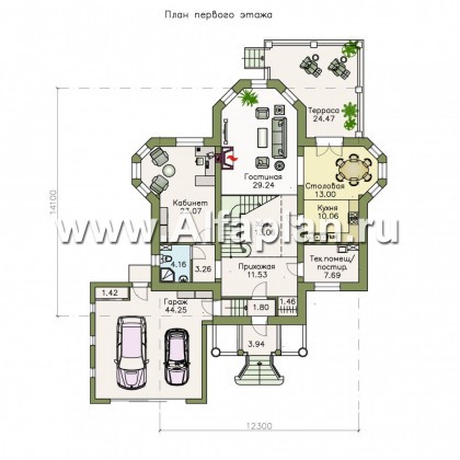 Проекты домов Альфаплан - «Головин» - аристократический коттедж - превью плана проекта №1