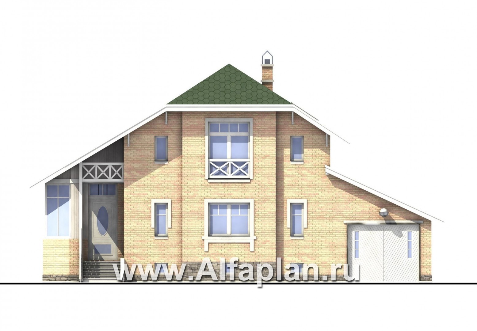 Проекты домов Альфаплан - «Стиль»  - экономичный коттедж с подвалом - изображение фасада №1