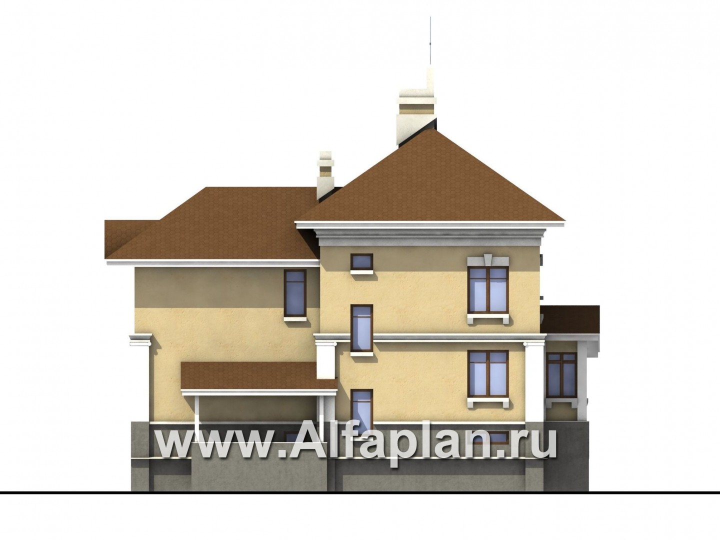 Проекты домов Альфаплан - Дом из газобетона «Флоренция» в стиле итальянского Возрождения - изображение фасада №4