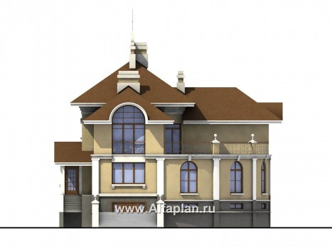 Проекты домов Альфаплан - Дом из газобетона «Флоренция» в стиле итальянского Возрождения - превью фасада №1