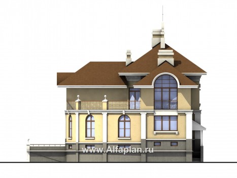 Проекты домов Альфаплан - Дом из газобетона «Флоренция» в стиле итальянского Возрождения - превью фасада №2