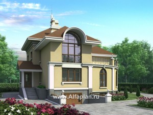Превью проекта «Проект дома из кирпича «Флоренция» в классическом стиле, с террасой, и с цокольным этажом»