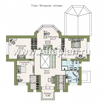 Проекты домов Альфаплан - «Воронцов» - комфортабельная вилла для большой семьи - превью плана проекта №2