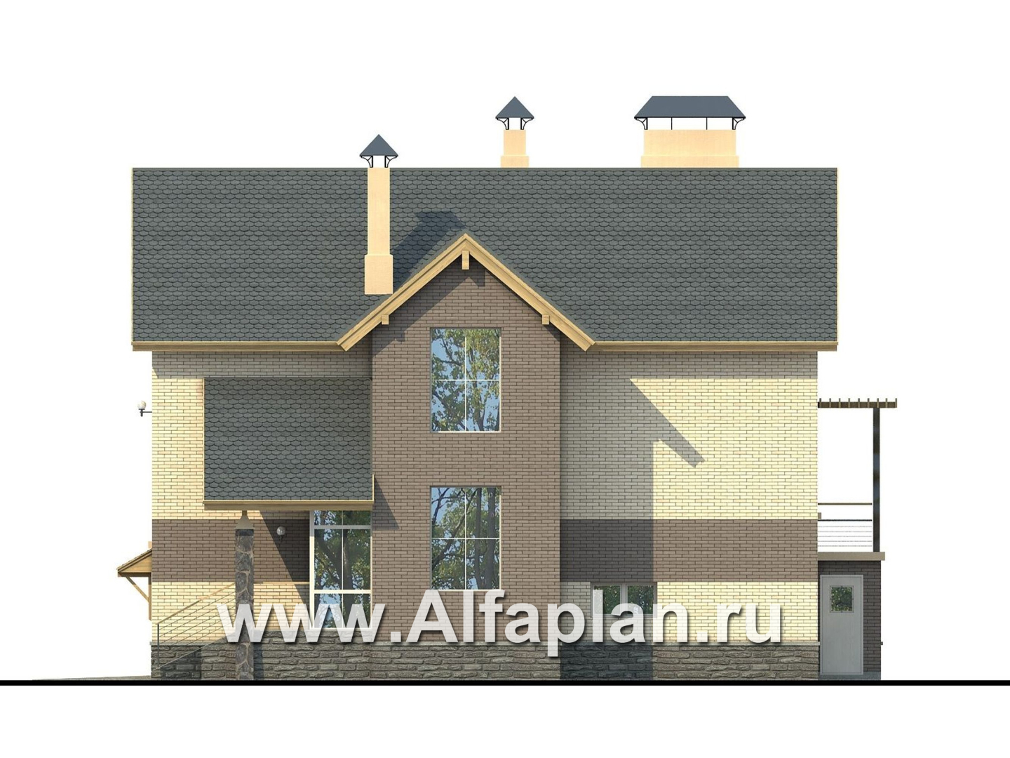 Проекты домов Альфаплан - «Эврика!» - удобный дом из блоков или кирпичей для маленького участка - изображение фасада №2