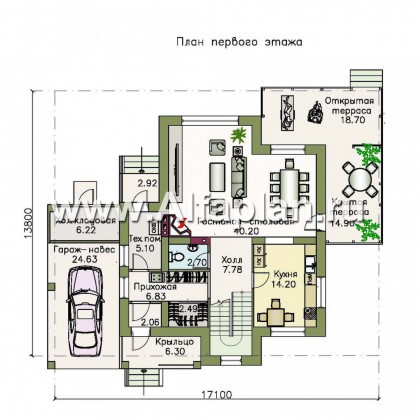 Проекты домов Альфаплан - «Скандинавия» - современный коттедж с удобной планировкой - превью плана проекта №1