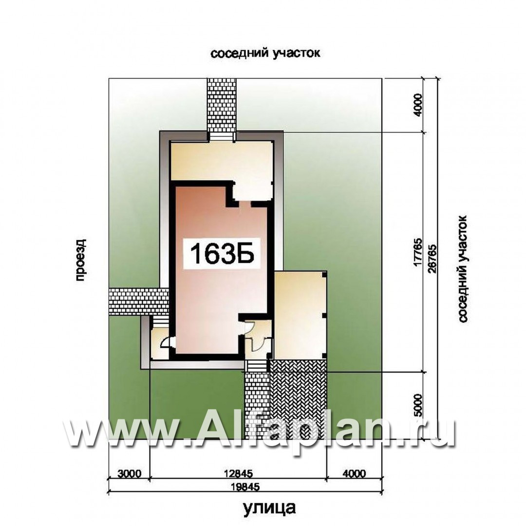 Проекты домов Альфаплан - «Гольфстрим»- компактный дом с навесом для авто - дополнительное изображение №1