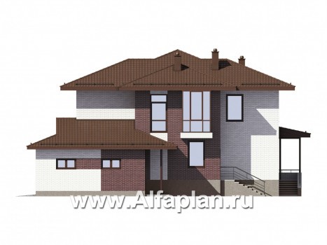 Проекты домов Альфаплан - Двухэтажный коттедж с гаражом на 2 машины - превью фасада №3