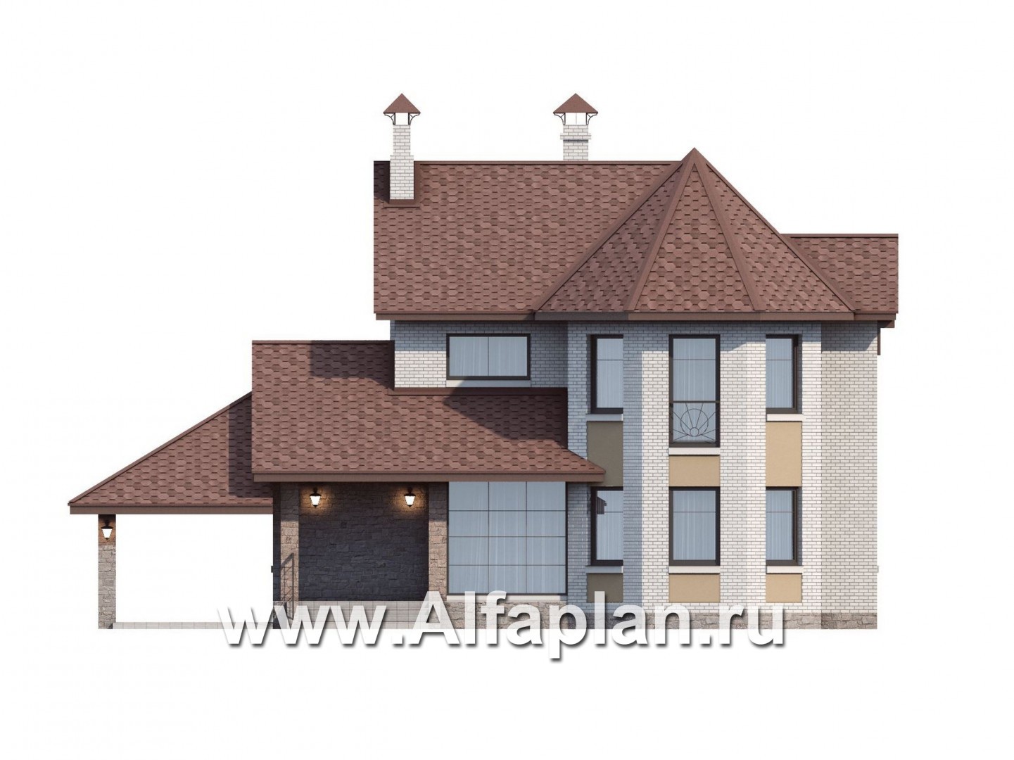 Проекты домов Альфаплан - «Чистые пруды»- компактный дом с гаражом - изображение фасада №1