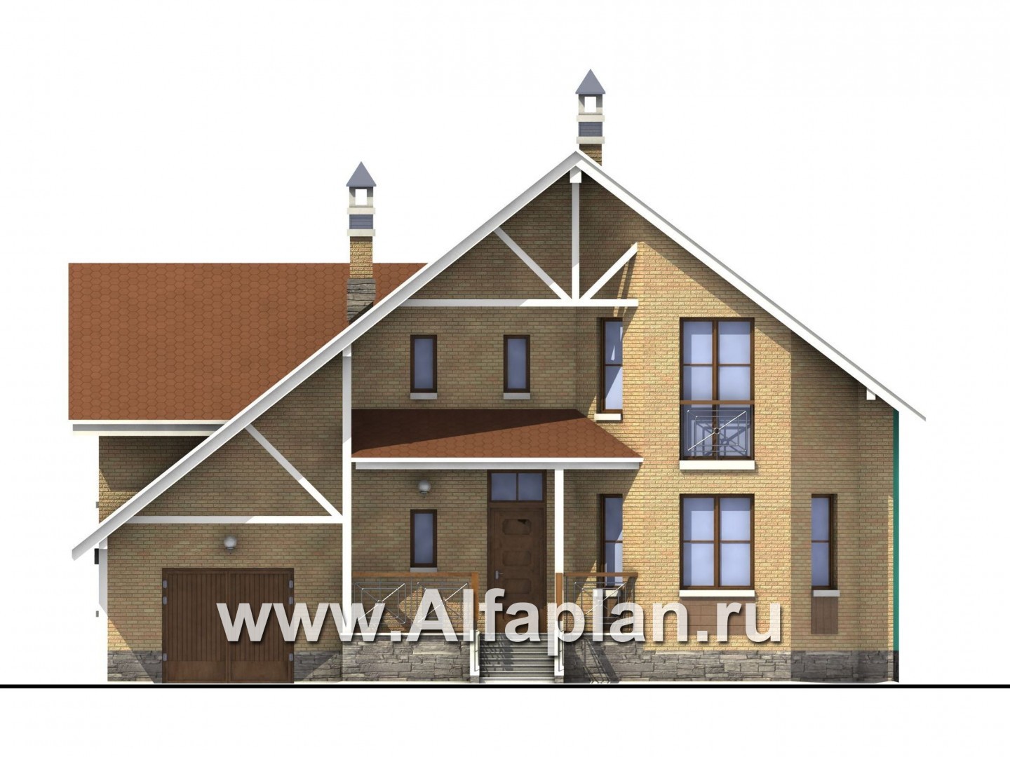 Проекты домов Альфаплан - «Престиж» - удобный и просторный коттедж - изображение фасада №1