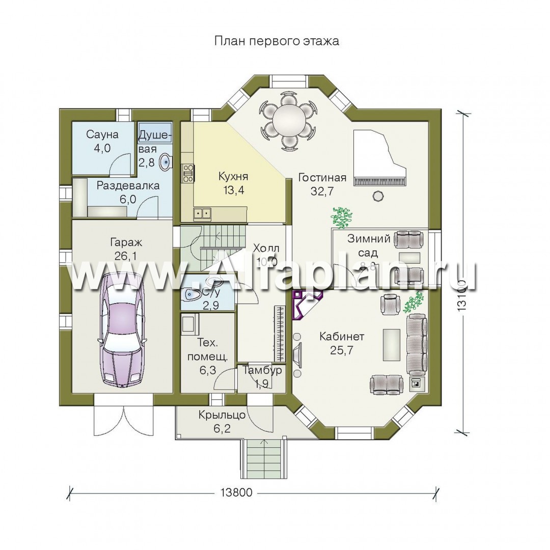 Проекты домов Альфаплан - «Престиж» - удобный и просторный коттедж - план проекта №1