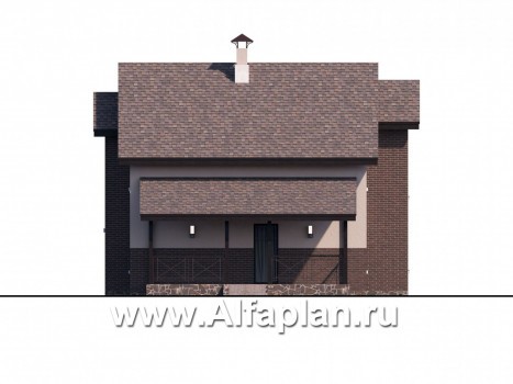 Проекты домов Альфаплан - Уютный загородный дом с двускатной кровлей - превью фасада №3