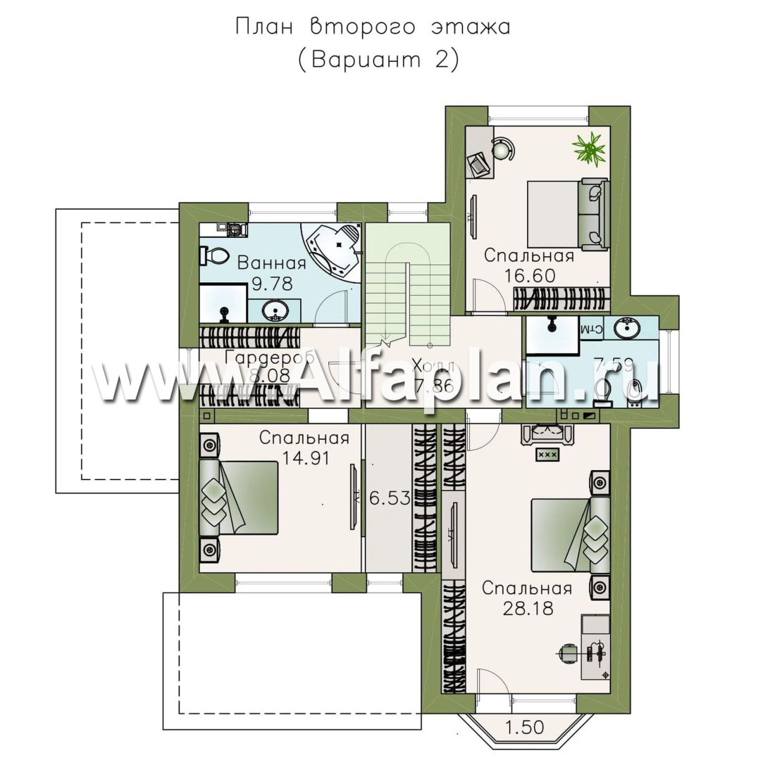 Проекты домов Альфаплан - «Галатея» - двухэтажный коттедж в традиционном стиле - план проекта №3