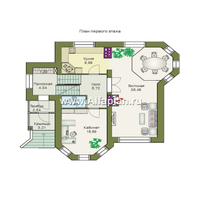 Проекты домов Альфаплан - «Корвет» - трехэтажный коттедж с двумя гаражами - превью плана проекта №2