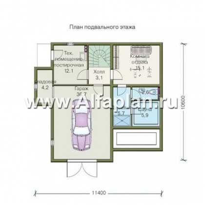 Проекты домов Альфаплан - «Усадьба» - деревянный  дом с высоким цоколем - превью плана проекта №1