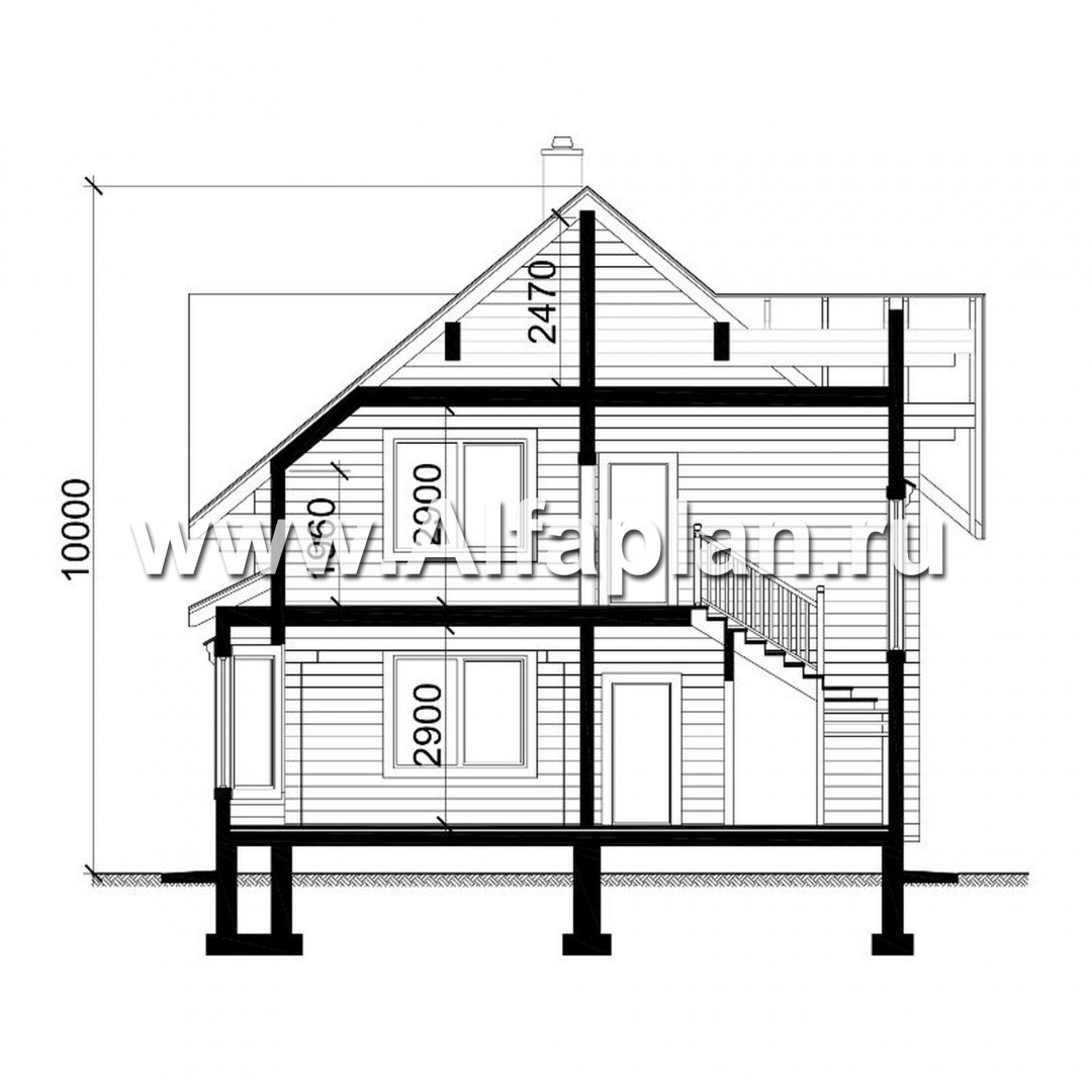 Проекты домов Альфаплан - Мансардный дом из бруса - план проекта №3