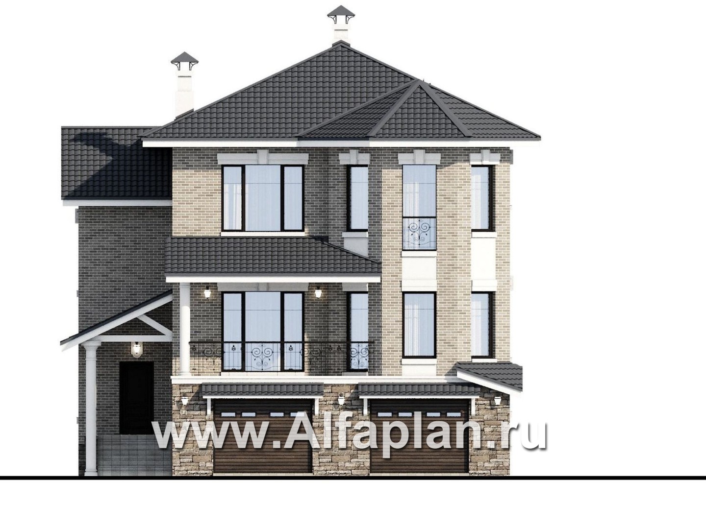 Проекты домов Альфаплан - Эксклюзивный трехэтажный классический особняк - изображение фасада №1