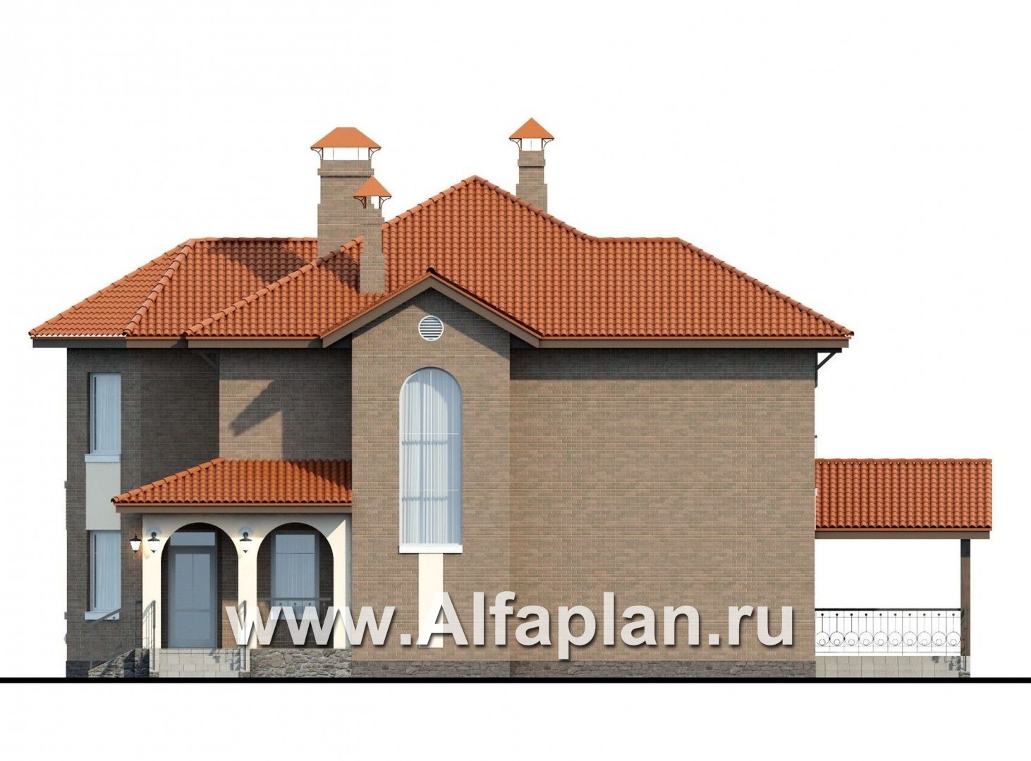 Проекты домов Альфаплан - «Митридат» -  коттедж в средиземноморском стиле - изображение фасада №2