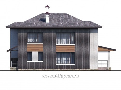 Проекты домов Альфаплан - «Республика» - современный двухэтажный комфортабельный дом - превью фасада №4