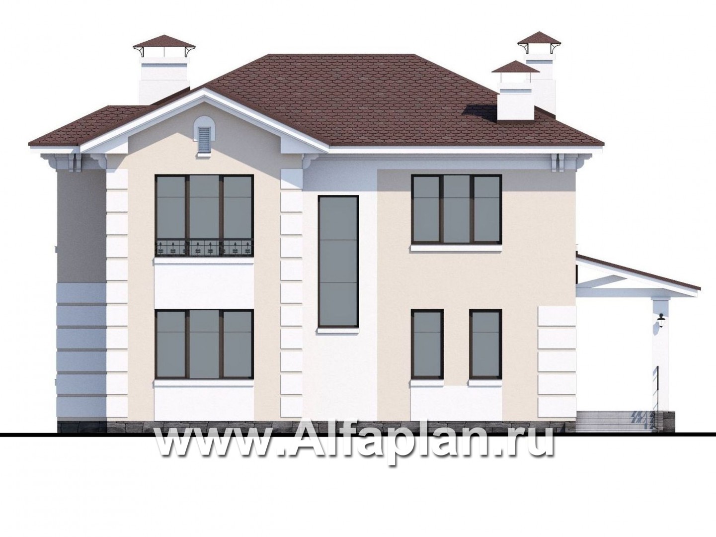 Проекты домов Альфаплан - «Галатея» - двухэтажный коттедж в традиционном стиле - изображение фасада №4